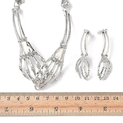 Alloy Pendant Necklaces & Stud Earrings for Women SJEW-B021-01P-1