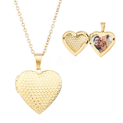 304 Stainless Steel Heart Locket Pendant Necklaces for Photo NJEW-WH0020-97B-1