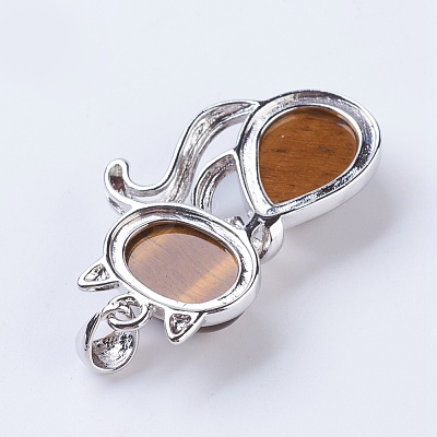 Natural Tiger Eye Kitten Pendants X-G-P352-B05-1