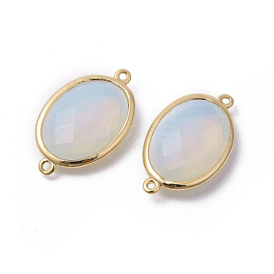 Golden Tone Brass Opalite Links connectors G-F339-A11-1