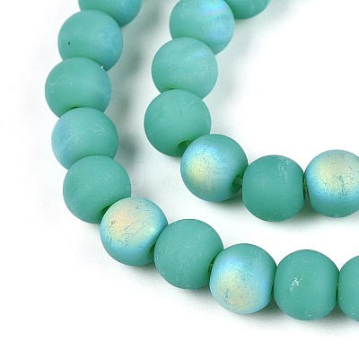 Frosted Opaque Glass Beads Strands GLAA-T032-P6mm-MBB12A-1