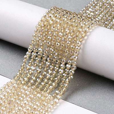 Transparent Electroplate Glass Beads Strands GLAA-H021-01B-PL02-1