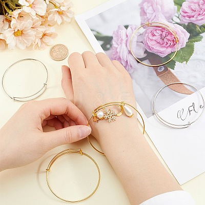 40Pcs 2 Colors Adjustable Iron Expandable Bangle Making BJEW-SP0001-01-1