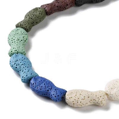 Fish Dyed Natural Lava Rock Beads Strands G-O126-01A-14-1