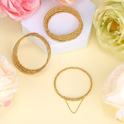 Brass Twisted Flower Beaded Cuff Bangle JB762A-1