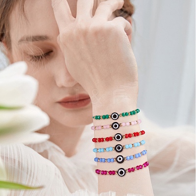 Adjustable Waxed Cord Braided Bead Bracelets BJEW-SZC0001-03B-1