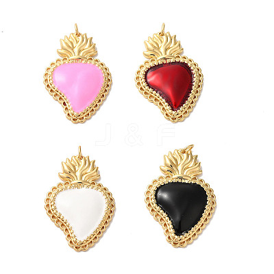 Rack Plating Brass Enamel Pendants KK-G504-25B-1