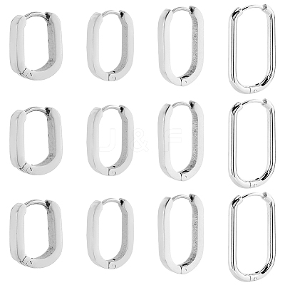 8 Pairs 4 Styles 304 Stainless Steel Huggie Hoop Earrings EJEW-SC0001-76P-1