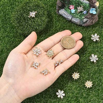 4Pcs 4 Styles K9 Glass & Cubic Zirconia Connector Charms FIND-YW0011-98-1