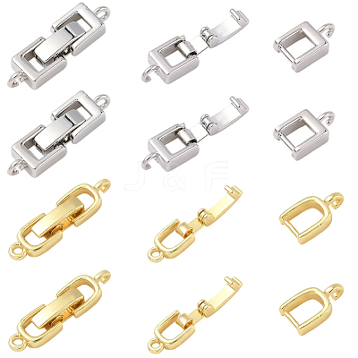 10Pcs 2 Colors Rack Plating Brass Fold Over Clasps KK-SC0006-66-1