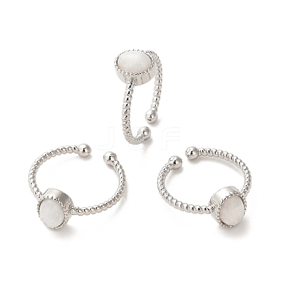 Natural Moonstone Open Cuff Ring RJEW-M166-04P-A-1