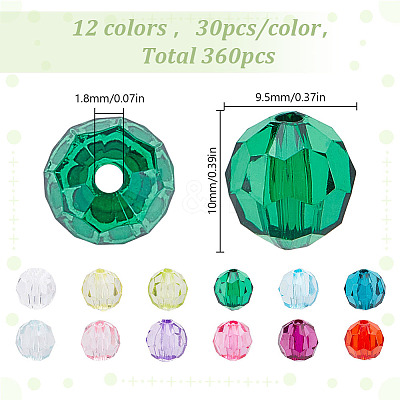 360Pcs 12 Colors Transparent Acrylic Beads TACR-HY0001-05-1