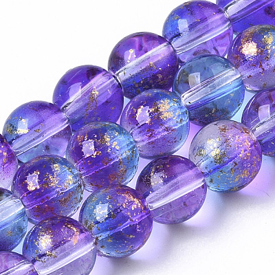 Transparent Spray Painted Glass Bead Strands GLAA-N035-03B-B03-1