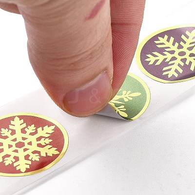 Christmas Themed Flat Round Roll Stickers LS-DIY-B045-14-1