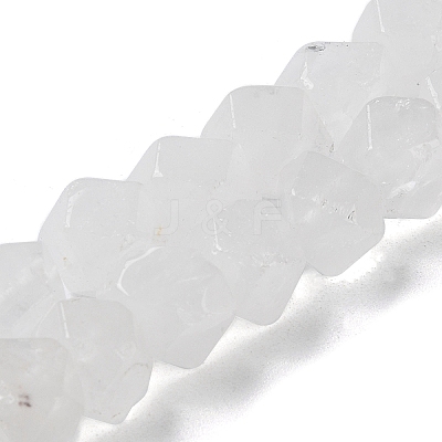 Natural Quartz Crystal Star Cut Round Beads Strands G-M418-C18-01-1