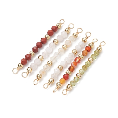 12Pcs 12 Styles Constellation Natural Mixed Stone Faceted Round Beaded Connector Charms PALLOY-JF04686-1
