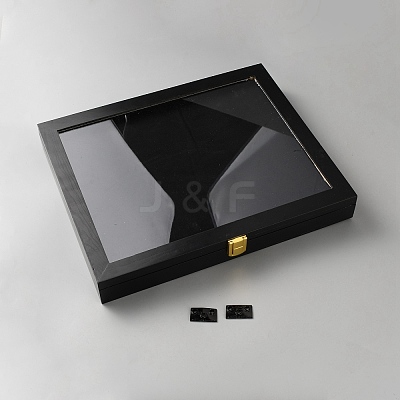 Rectangle Wooden Badge Display Cases CON-WH0085-155-1
