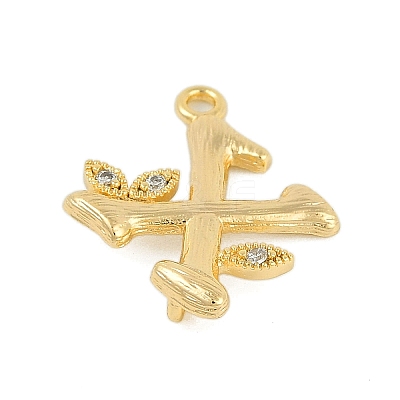 Brass Crystal Rhinestone Letter Links Connector Charms KK-S395-06G-X-1