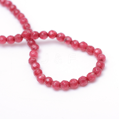 Faceted Round Dyed Natural White Jade Bead Strands X-G-R344-3mm-12-1