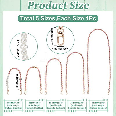 5Pcs 5 Styles Imitation Leather Purse Chains FIND-WR0009-59A-1