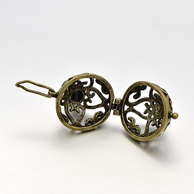 Brass Hollow Round Cage Pendants KK-J189-05AB-NF-1