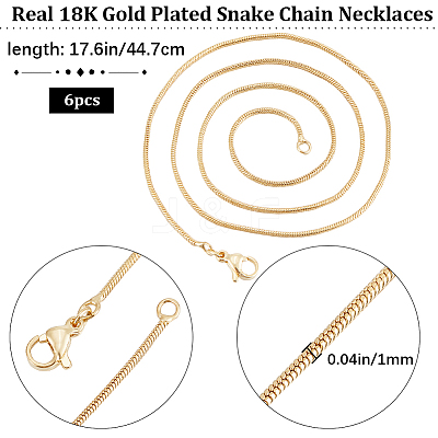 6Pcs Brass Snake Chain Necklaces Set for Men Women MAK-BBC0001-07-1