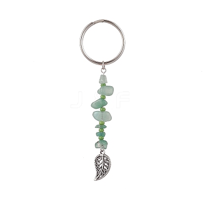 Chakra Gemstone Chip Keychains with Glass Seed Beads KEYC-JKC00473-1