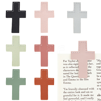 7Pcs 7 Colors Leather Bookmarks AJEW-CP0003-84-1