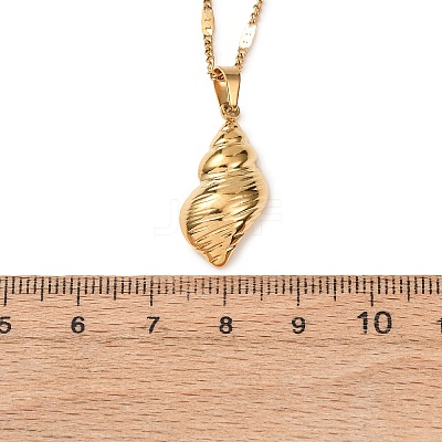 Ocean 304 Stainless Steel Conch Shape Pendant Necklaces for Women NJEW-F373-01G-1