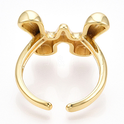 Brass Letter Open Cuff Rings for Women RJEW-G313-01W-G-1