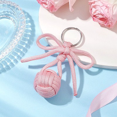 Polyester Braid Ball 304 Stainless Steel Keychains KEYC-JKC01117-01-1