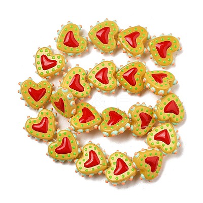 Baking Paint Glass Bumpy Beads Heart X-LAMP-V001-07H-1