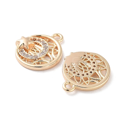Brass Micro Pave Clear Cubic Zirconia Charms KK-F871-44G-1