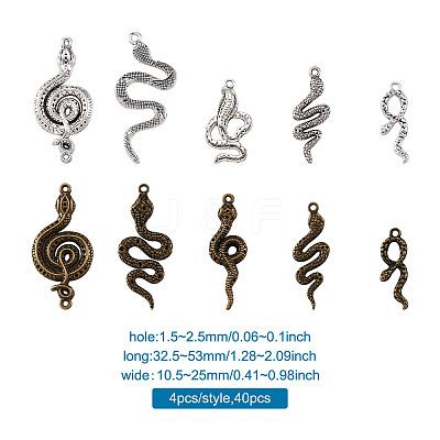 40 Pcs 10 Styles Alloy Pendants FIND-BT0001-01-1