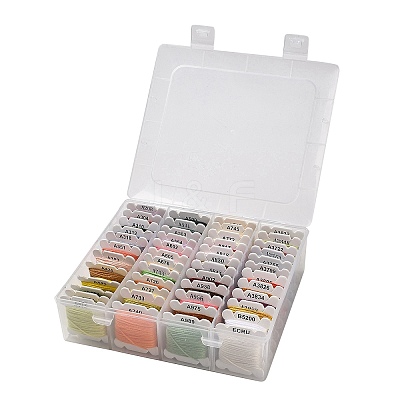 48 Cards 48 Colors 6-Ply Polyester Embroidery Floss OCOR-K006-C03-1