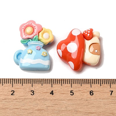 Flower/Mushrooom/Cactus Spring Garden Opaque Resin Decoden Cabochons CRES-B019-09-1