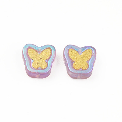 Electroplate Transparent Handmade Lampwork Beads X-LAMP-Q032-04A-1