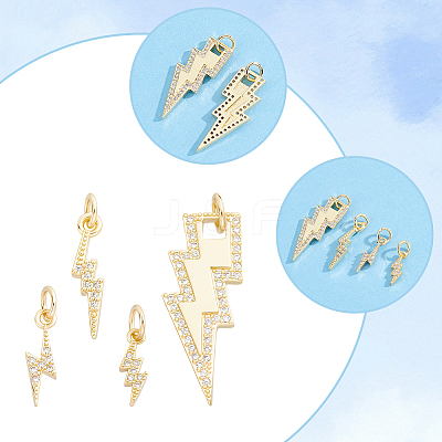 12Pcs 4 Styles Brass Micro Pave Cubic Zirconia Pendants KK-BBC0028-11-1