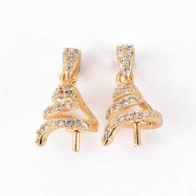 Brass Micro Pave Clear Cubic Zirconia Peg Bails Charms KK-T062-102G-NF-1