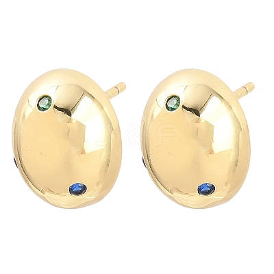 Oval Brass Micro Pave Cubic Zirconia Stud Earrings EJEW-Z164-17G-02-1