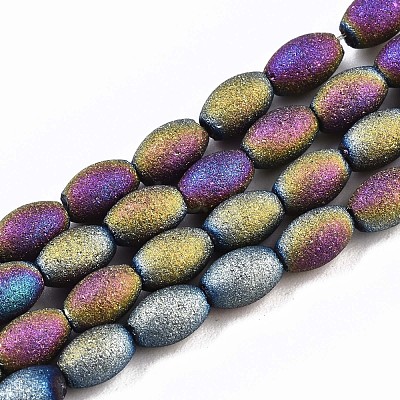 Frosted Electroplate Glass Beads Strands EGLA-N007-001-1