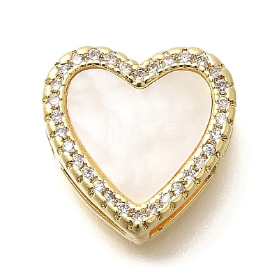 Brass Micro Pave Clear Cubic Zirconia Heart Multi-Strand Links KK-M309-07G-1