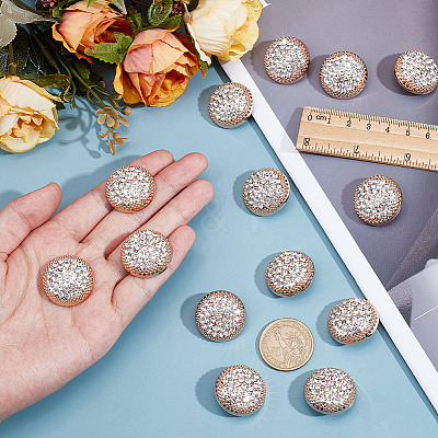 14Pcs 1-Hole Alloy Glass Shank Buttons BUTT-MA0001-16C-KCG-1