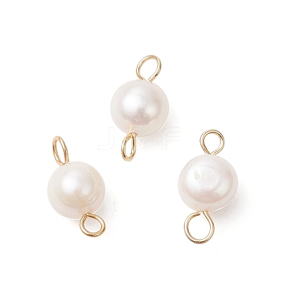 Natural Cultured Freshwater Pearl Two Sides Polished Connector Charms PALLOY-JF04041-01-1