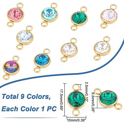 9Pcs 9 Colors K9 Glass Connector Charms GLAA-UN0001-09-1
