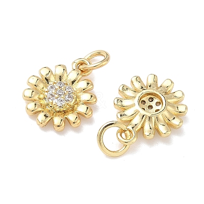 Brass Micro Pave Clear Cubic Zirconia Pendants KK-P349-10G-1