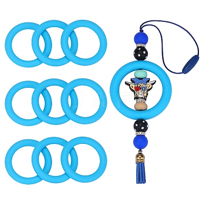 9Pcs Ring Food Grade Eco-Friendly Silicone Focal Beads JX895F-1
