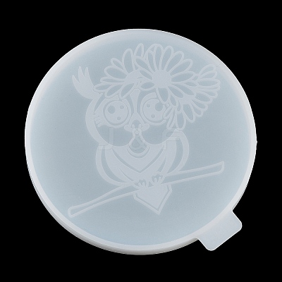 Flat Round with Owl & Flower DIY Cup Mat Silicone Molds LS-SIL-F007-06D-1