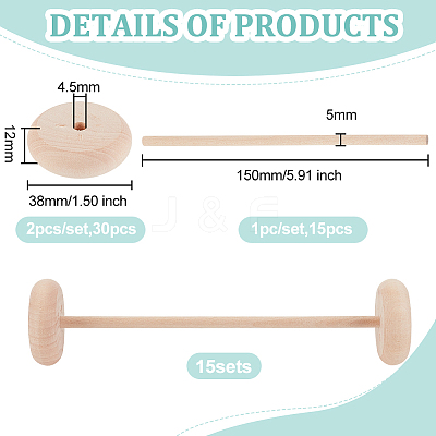 30Pcs Schima Wood Vehicle Wheels DIY-OC0010-70B-1
