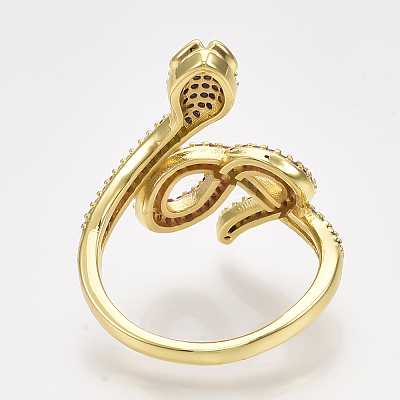 Brass Micro Pave Cubic Zirconia Cuff Rings RJEW-S044-048-1